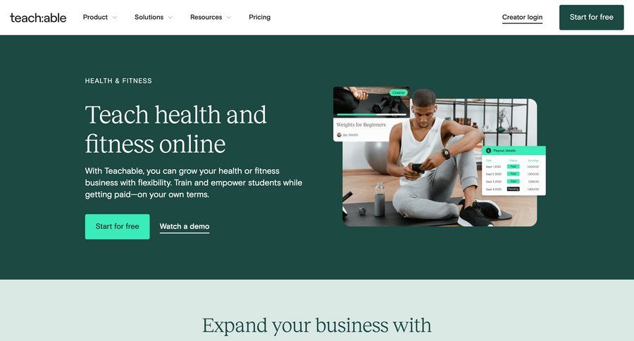 Teachable
			 testimonials fitness accordion ui page example