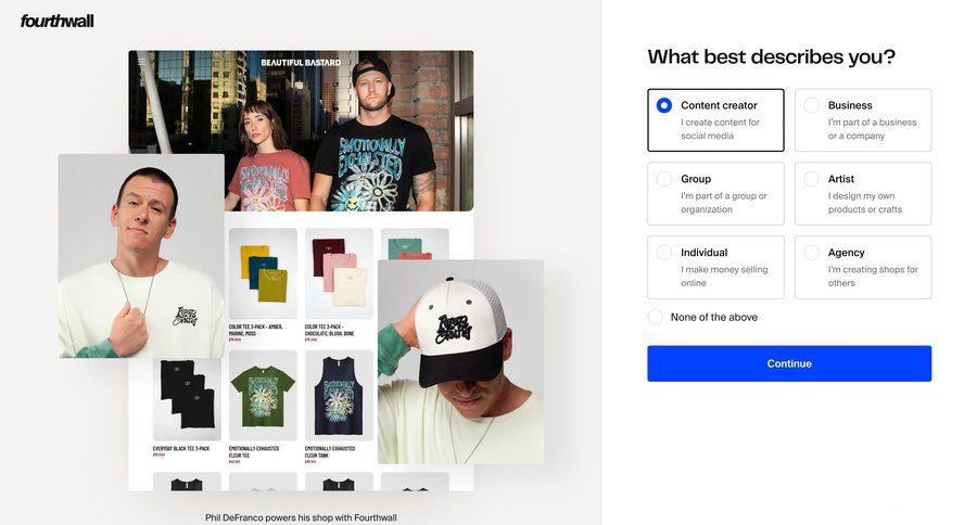 Fourthwall
				signin ui page example
