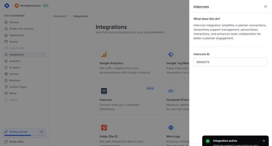 Hashnode
			 configuration settings form integration management customer engagement dashboard notification sidebar integration doc documentation docs toast notification version control analytics ui page example