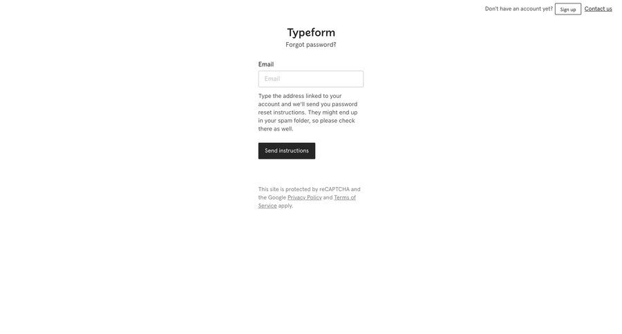 Typeform
				password reset page example