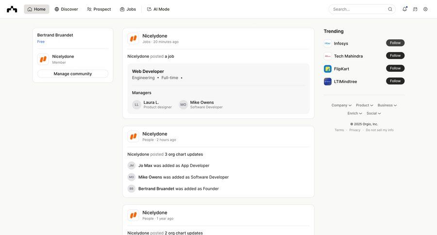The org
			 sidebar profile page modern search bar news feed ui page example