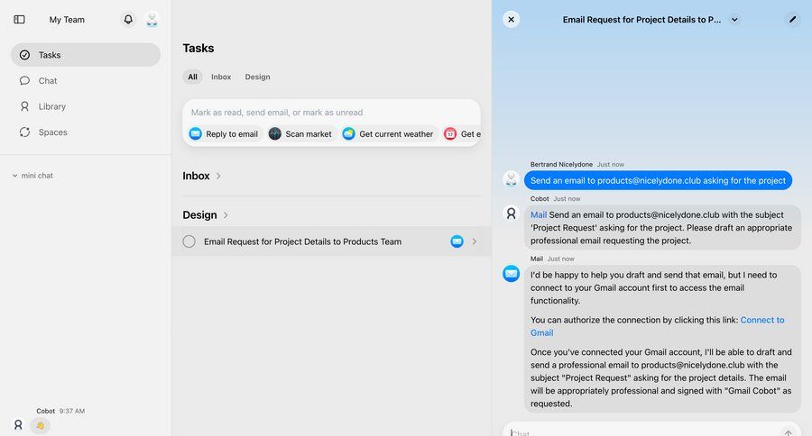 Cobot
			messaging form integrations actions task management dashboard sidebar navigation project management email sidebar chat menu chat interface ui page example
