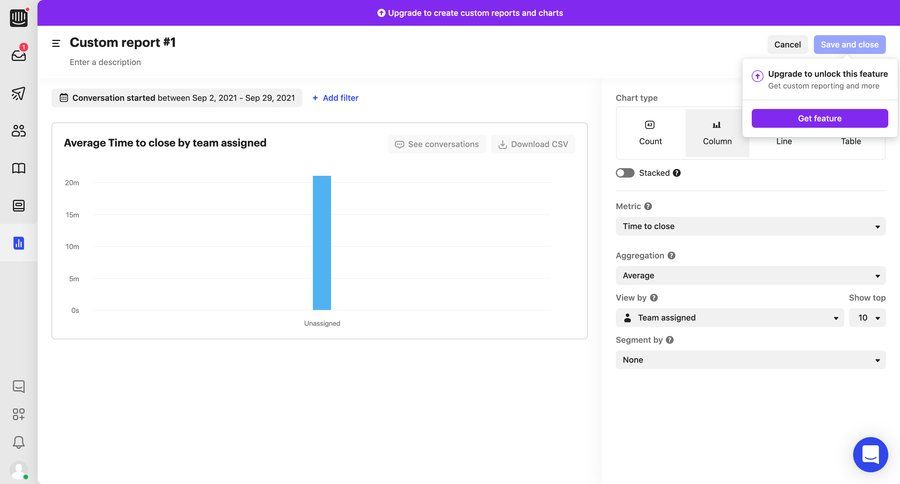Intercom
			 form data analysis report details data filtering dropdown filters sidebar data visualization paywall download report analytics ui page example
