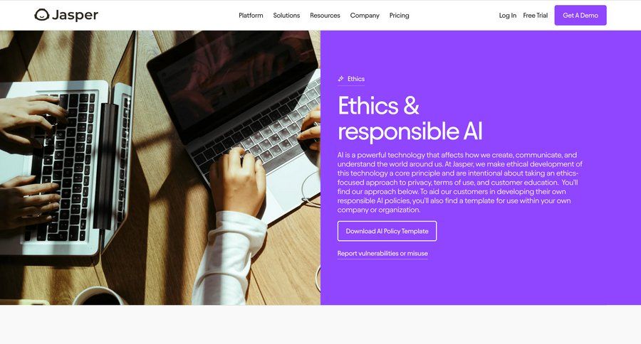 Jasper
				about & company mission ui page example