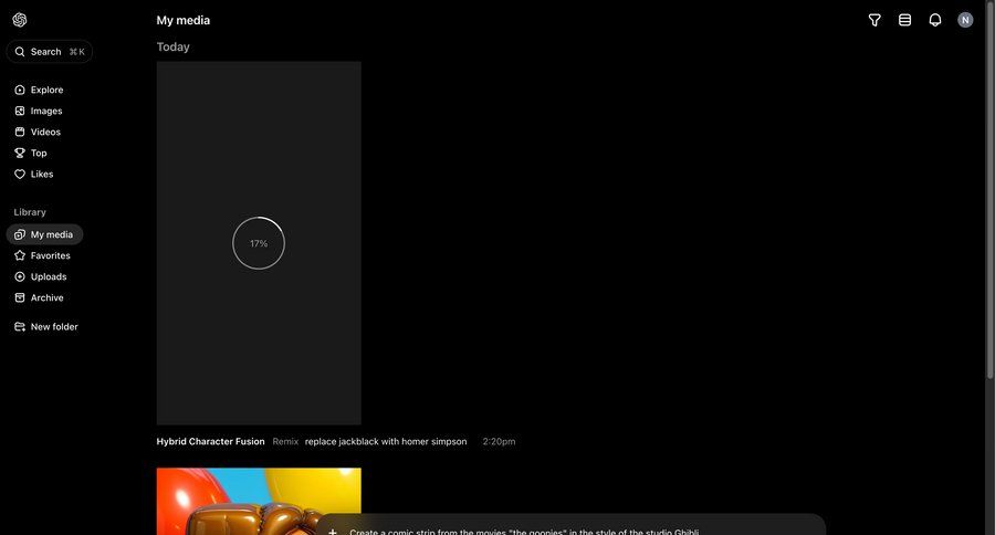 Sora
			 content management sidebar navigation grid progress indicator full-screen layout upload image call intelligence sidebar file uploader upload file upload media upload documents image gallery media gallery photo gallery progress media assets progress bar file picker avatar upload ui page example
