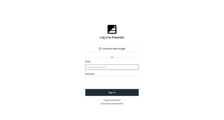 Assembly AI App Builder
			 authentication ui page example