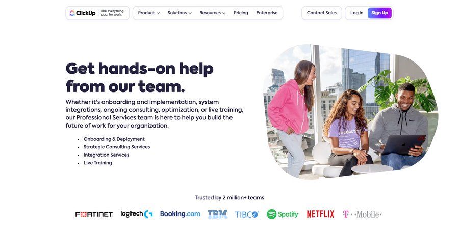 ClickUp
			 customer success features b2b saas interactive map features management trainings ui page example