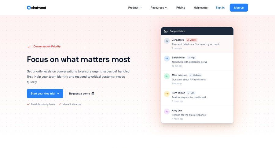 Chatwoot
			 ai suggestions ui page example