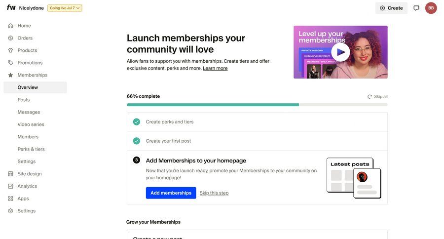 Fourthwall
			 e-commerce dashboard onboarding progress indicator progress tracking sidebar progress bar ui page example