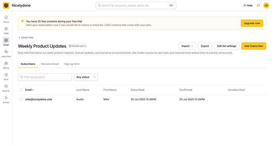Outseta
			 sidebar navigation export list management table ui page example