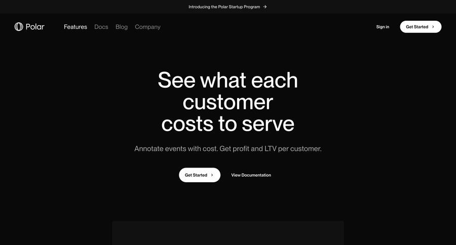 Polar
			feature b2b saas ui page example