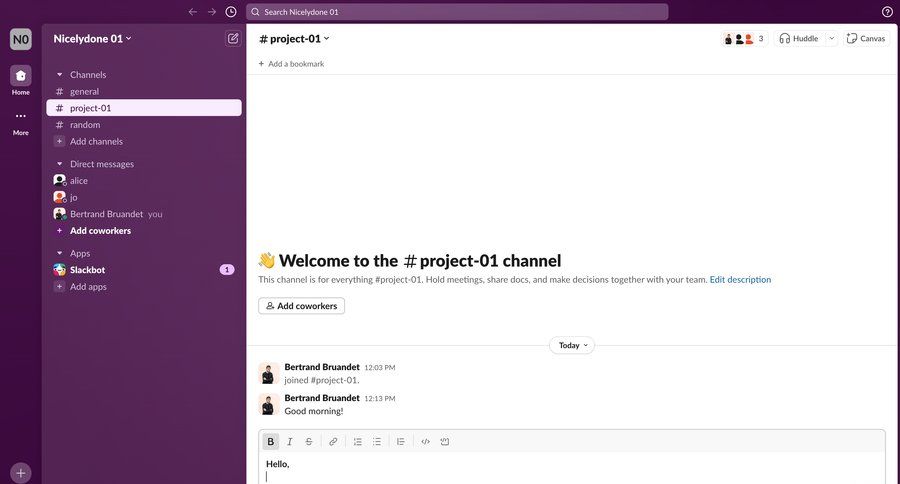Slack
			 collaboration team collaboration sidebar navigation project management project collaboration conversational ui dark theme sidebar message communication menu ui page example
