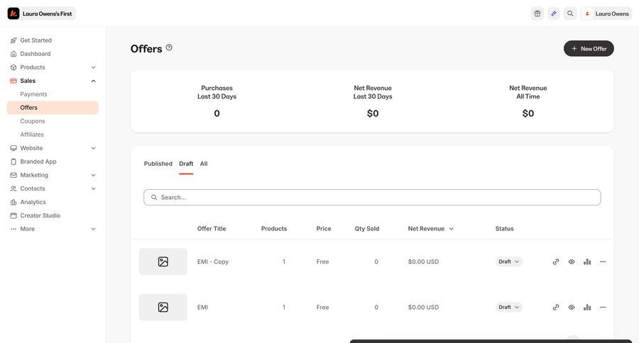 Kajabi
			 e-commerce sidebar navigation table headers dropdown filters sidebar table summary ui page example