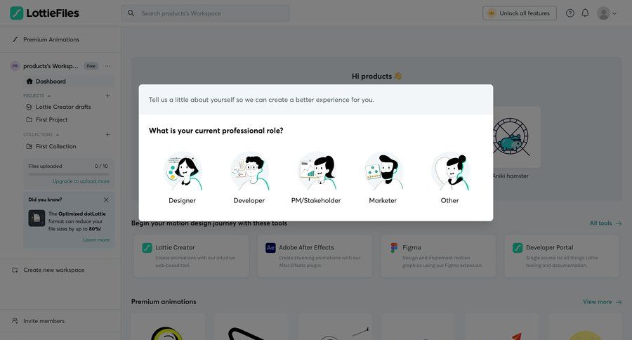 Lottie
			 modal screen dashboard sidebar navigation grid onboarding design onboarding modal user role sidebar alert ui page example