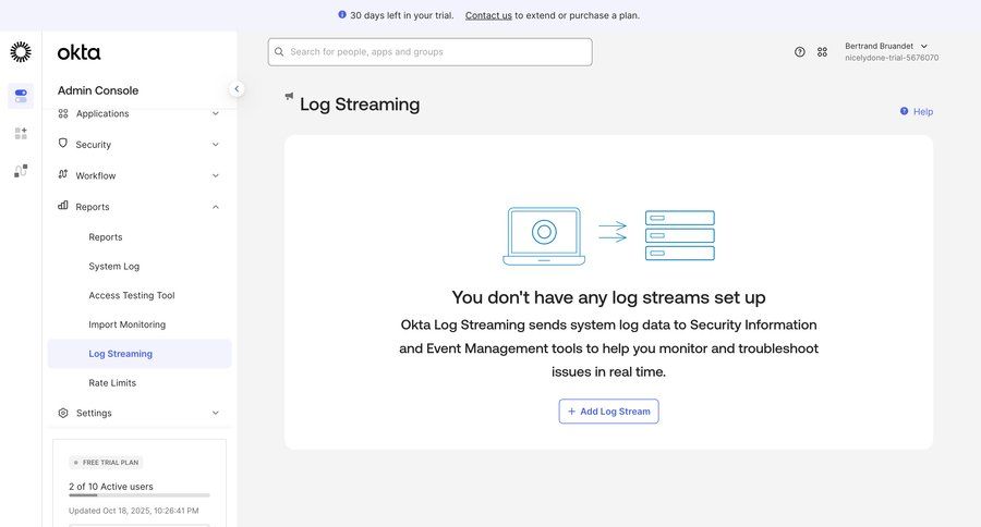 Okta
			 trial banner event management ui page example