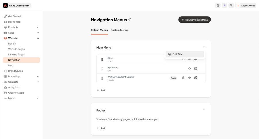 Kajabi
			 content management configuration e-commerce sidebar navigation menu navigation bar menu navigation links navigation buttons marketing website design modern reorder option menu ui page example