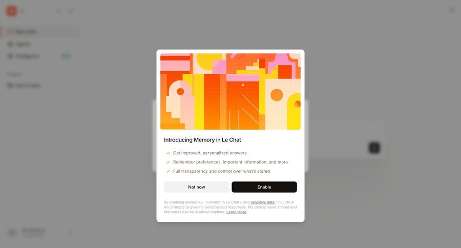 Mistral
			 product update onboarding modal ui page example