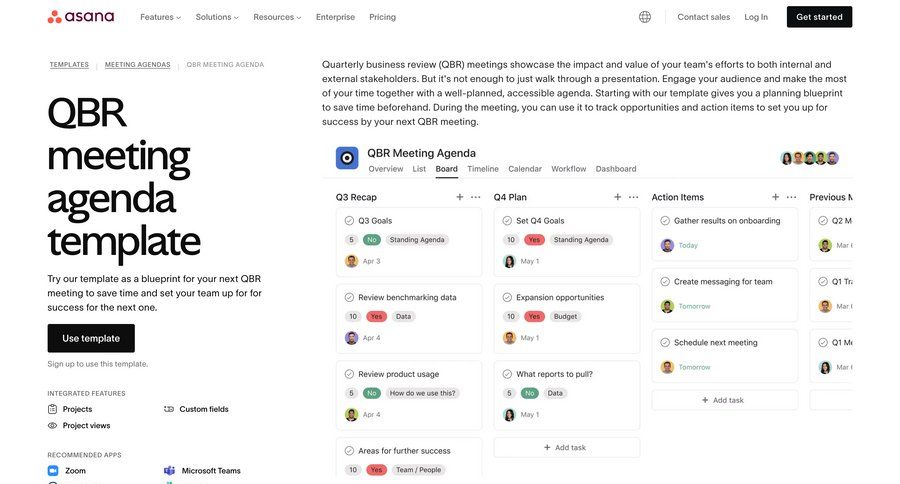 Asana
			 free templates review enterprise meeting ui page example
