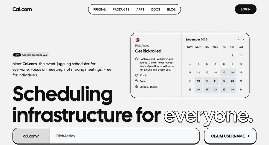 Cal.com
				 page example
