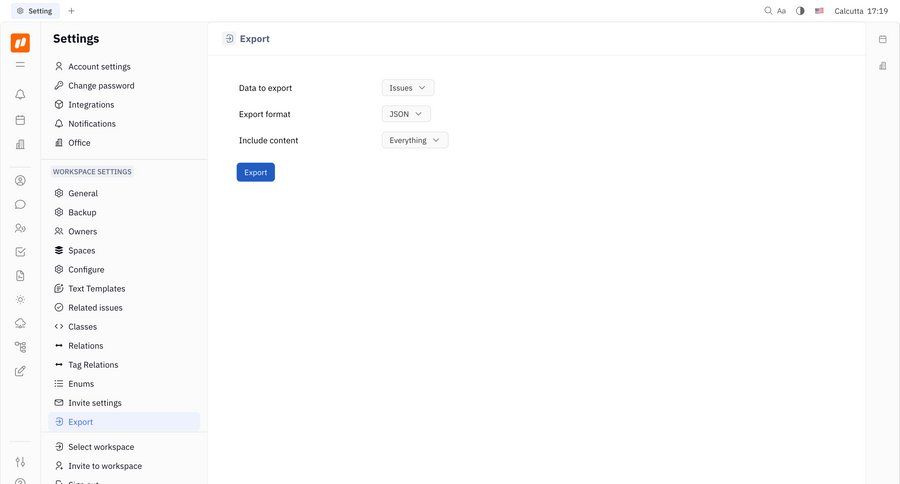 Huly
				settings ui page example