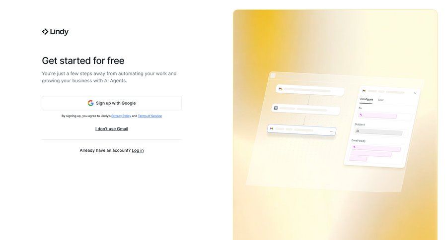 Lindy
			signup onboarding artificial intelligence onboarding automation account creation email log in ui page example