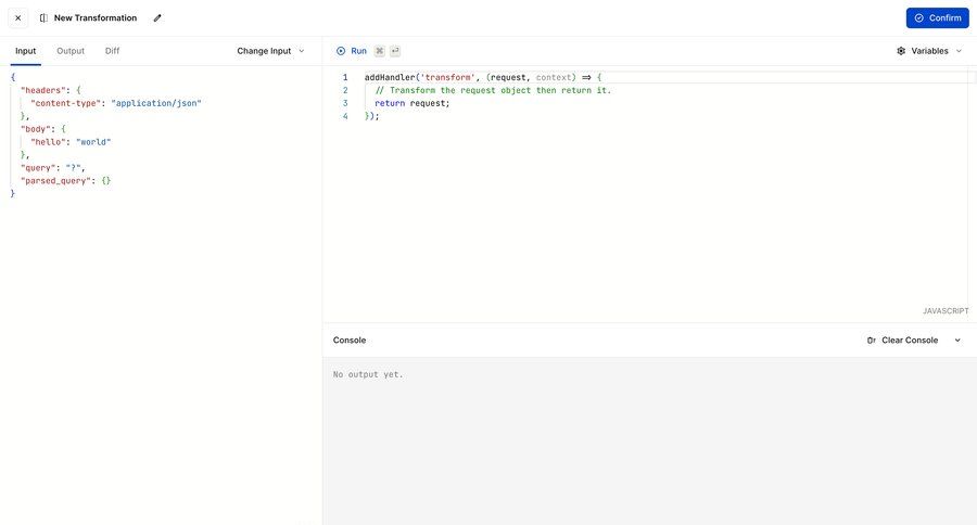 Hookdeck
			 three-column grid code editing ui page example