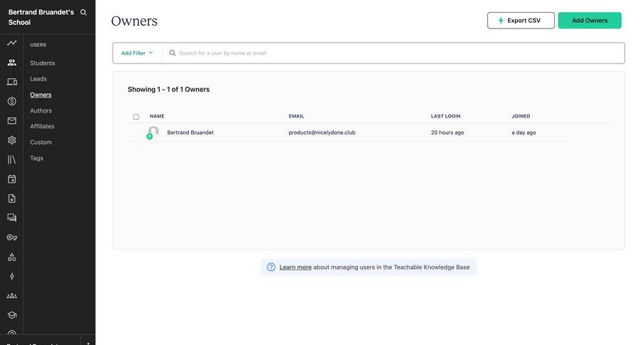 Teachable
			collection filters team management sidebar navigation user management export filter controls user data sidebar user folder filter options table search bar ui page example