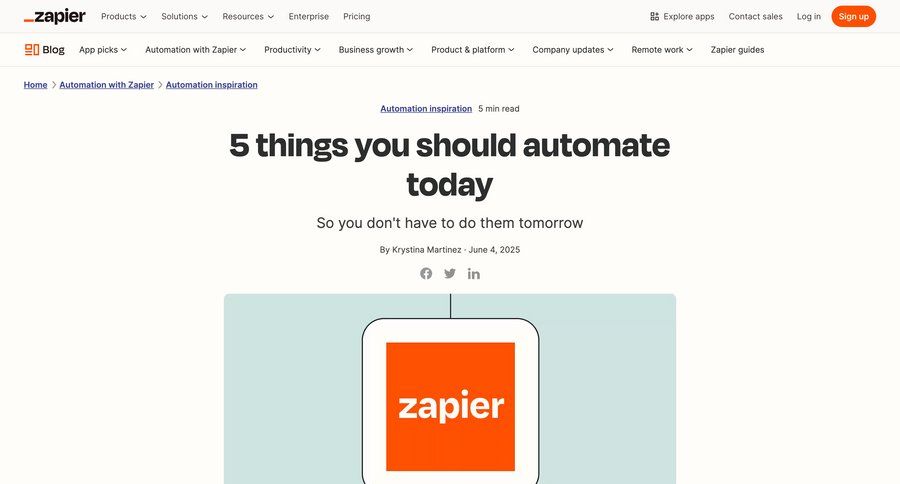 Zapier
				article ui page example