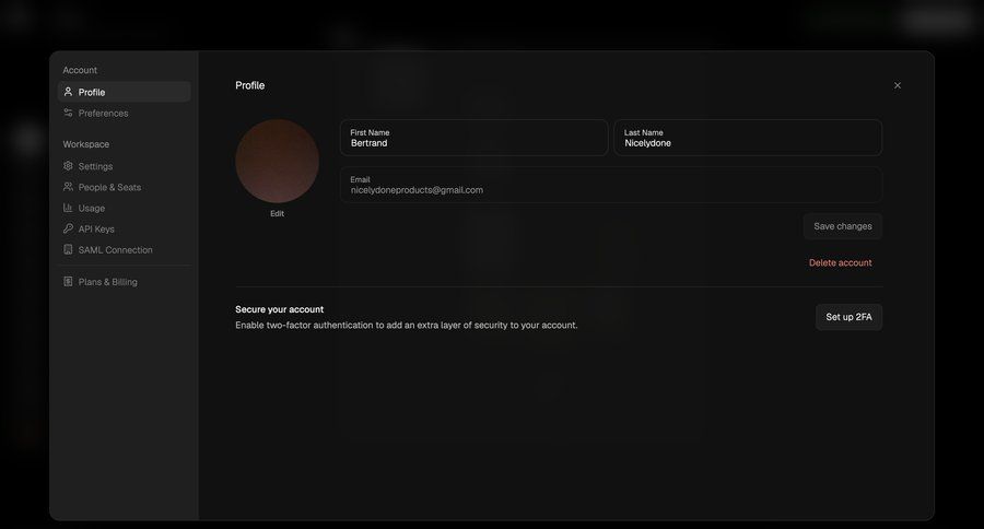 Flora
			 settings sidebar navigation account management account settings user account profile management save changes sidebar security user profile modern ui page example