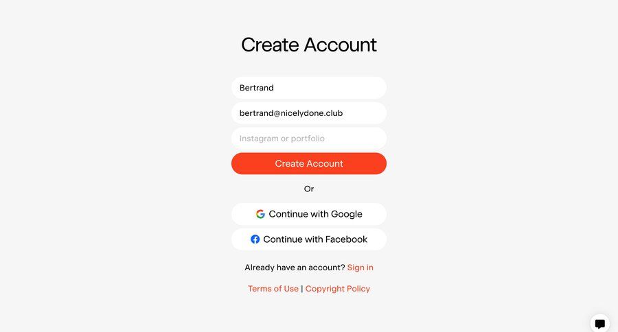 Exactly
				signup page example