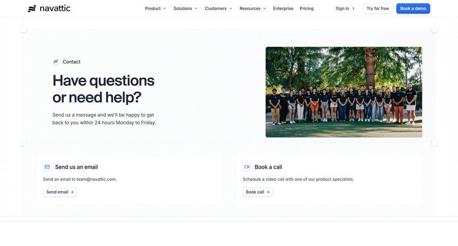 Navattic
			 contact us ui page example