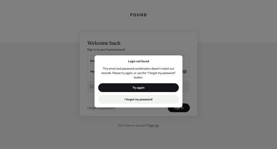 Found
			 modal dialog authentication security alert message ui page example