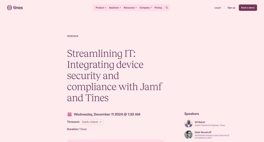 Tines
			webinars case studies timezone selector ui page example