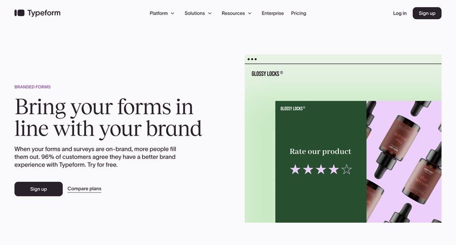 Typeform
				feature ui page example