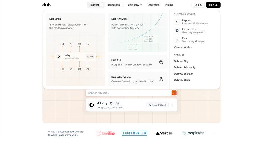 Dub
			 homepage home page customer stories modern enterprise ui page example