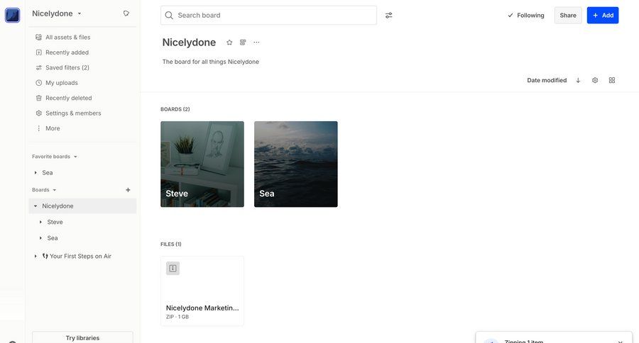 Air
			home collection loading state collaboration dashboard sidebar navigation grid file management file organization sidebar ui page example