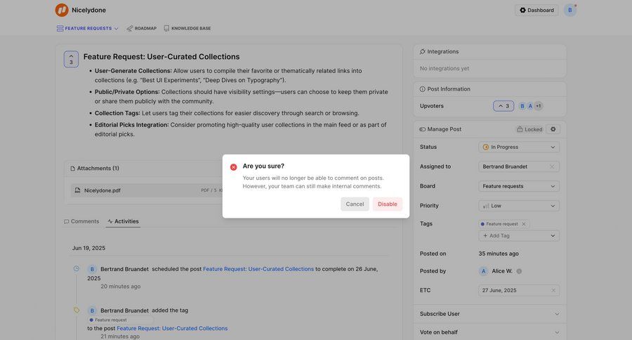 FeatureOS
			 collaboration confirmation cancel action message confirmation message ui page example