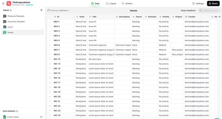 Glide
			 task management data management team collaboration project management issue tracking data display sidebar data visualization tip table ui page example