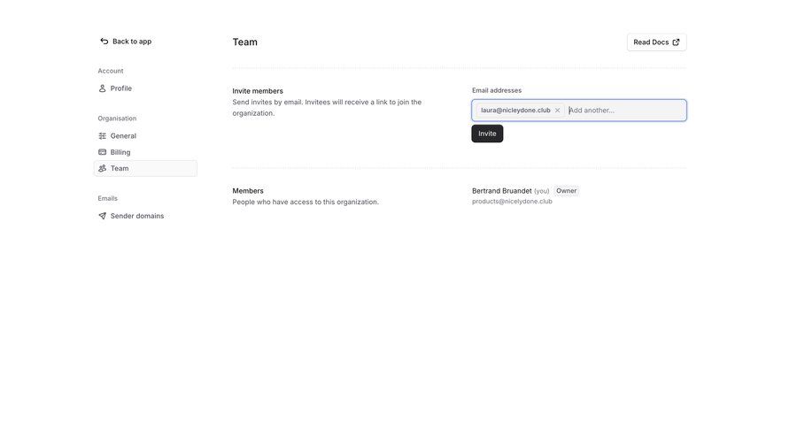 Bloom
			 access control organization settings team management ui page example