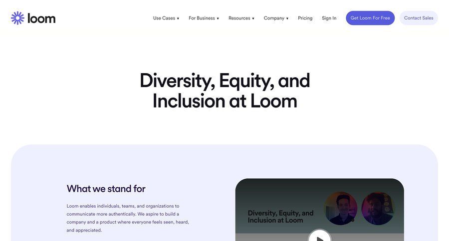 Loom
				diversity, equity and inclusion ui page example