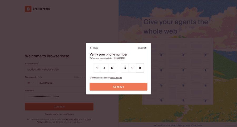 Browserbase
				signup ui page example