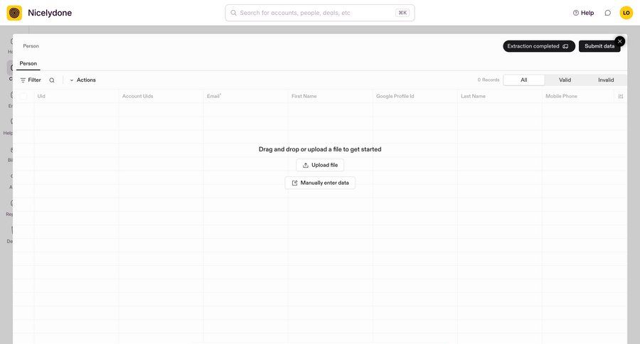 Outseta
			 data management grid file upload data entry bulk import data import upload file table ui page example