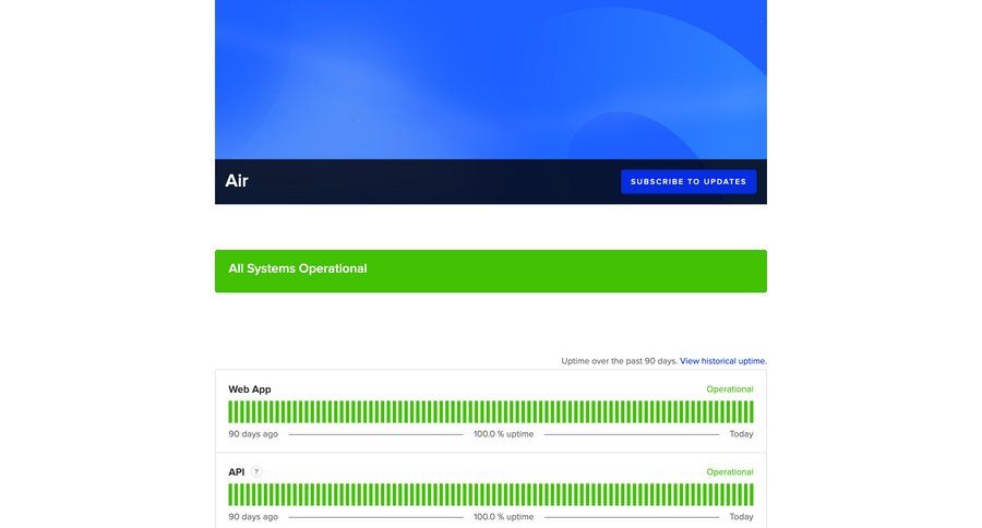 Air
				system status ui page example