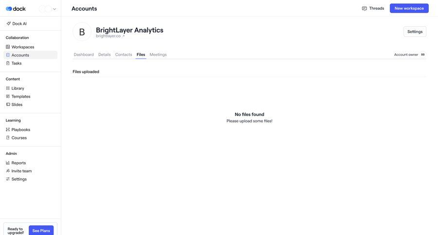 Dock
			 sidebar navigation workspace management file management customer portal b2b saas ui page example