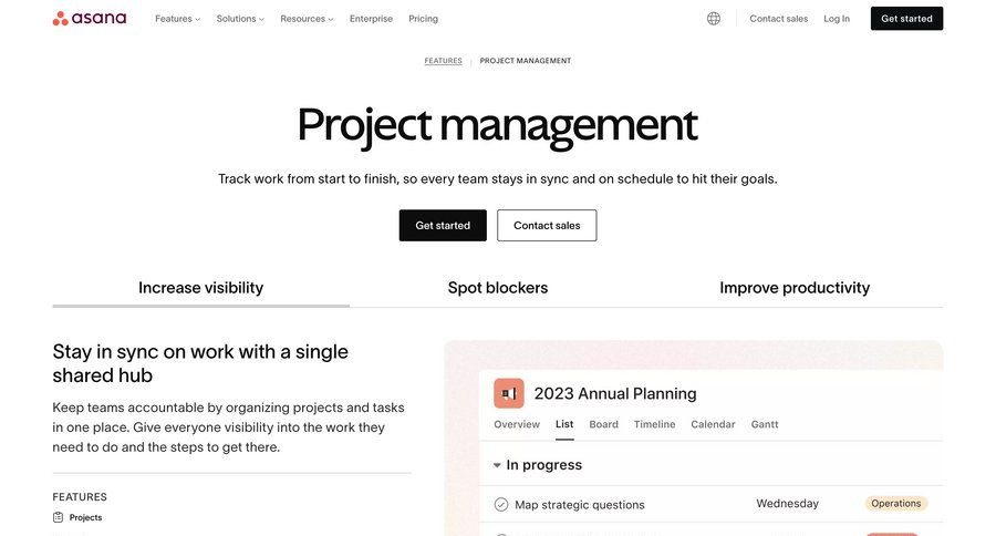 Asana
			 features management features map view enterprise ui page example