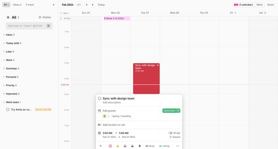 Amie
			 collaboration calendar management menu time selector time management event management ui page example