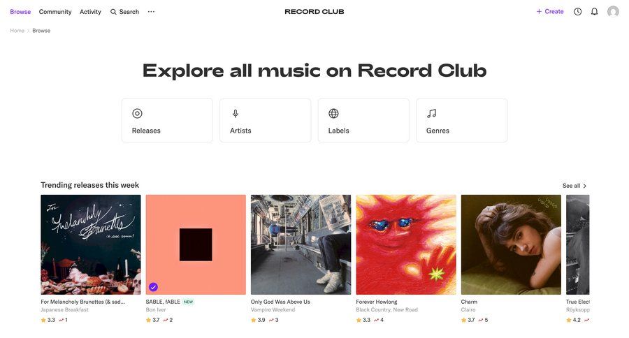 Record club
			 call recording personal space homepage global search ui page example