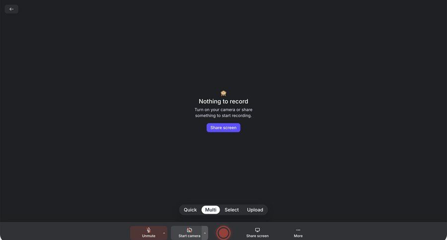 Tella
			 grid dark theme call recording call to action blank state void blank non-ideal state empty page prompt ui page example