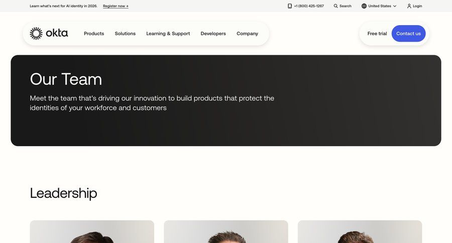 Okta
				company ui page example