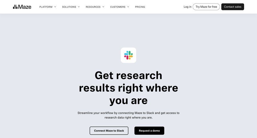 Maze
			integrations product page feature newsletter team collaboration ui page example